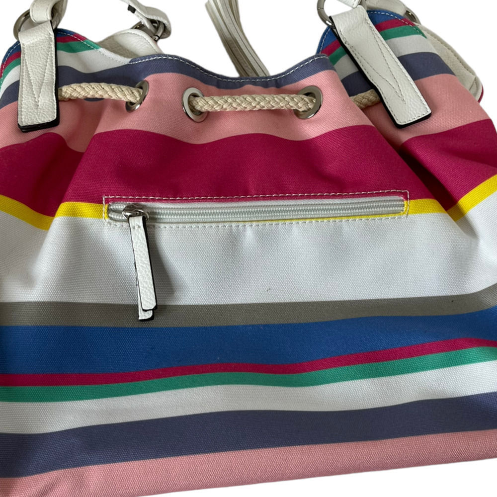 Liz Claiborne Vintage Striped Satchel Hobo Purse - Picture 4 of 5